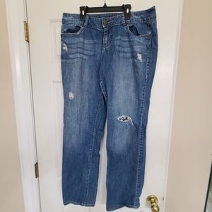 ELLE Paris Distressed regular Jeans Women's 14 Blue Mid Rise Cotton Blend